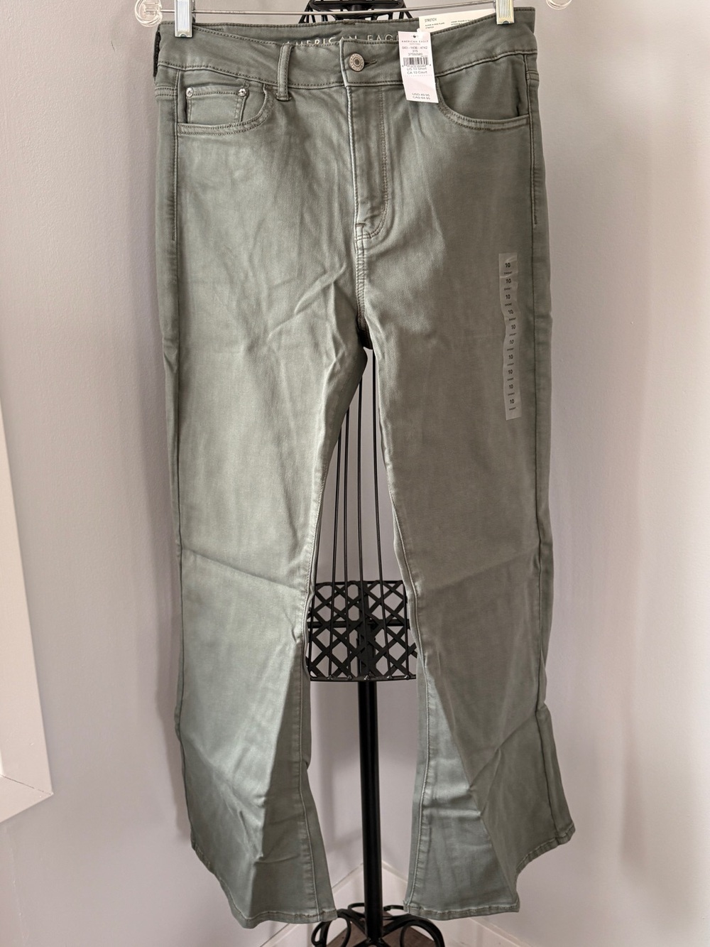 American Eagle Outfitters Olive Green Super Hi-rise flare
